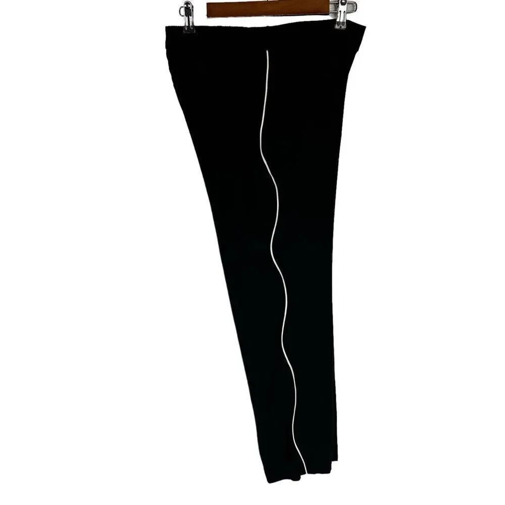 Ecru Pull On Viscose Pant size Large with wavy Side Seam Piping